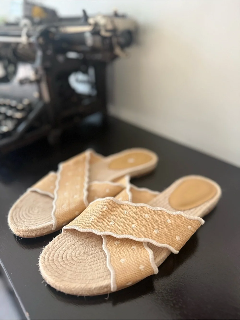 J. Crew Mustard Scallop Espadrille Slide Mules